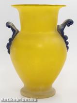 Seguso Vetri d'Arte Murano Scavo sárga üveg váza 20. század második fele 26 cm