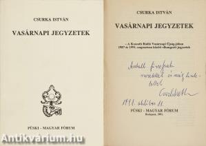 Vasárnapi jegyzetek (Antall József miniszterelnöknek dedikált példány)