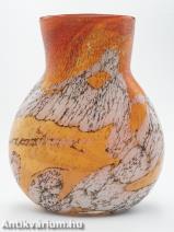 Murano stílusú narancs üveg váza 20. század második fele 31 cm