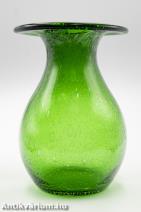 Cseh Bullicante zöld üveg váza 20. század második fele