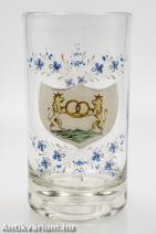 Festett historizáló pék céh üveg pohár 19. század második fele