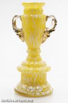 Franz Welz szecessziós jelzett sárga fröccs üveg 