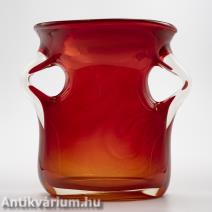 Murano Sommerso piros üveg váza 20. század második fele