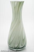 Carlo Moretti Murano zöld-fehér üveg váza 20. század második fele 29 cm