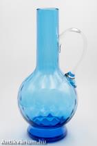 Cseh türkizkék üveg kancsó 19. század vége 31 cm