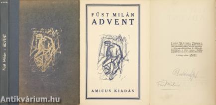 Advent (Füst Milán és Derkovits Gyula által aláírt, számozott példány.) (Borítóterv és illusztrációk: Derkovits Gyula)