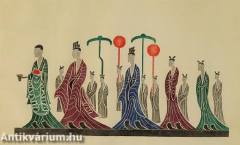 Szimbólumok - kínai selyempaszpartun pochoir 55 cm x 88 cm