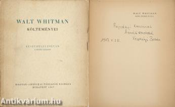 Walt Whitman költeményei (A fordító Keszthelyi Zoltán által dedikált példány)