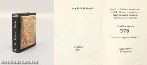 II. Rákóczi Ferenc (minikönyv) (számozott példány) - Plakettel (Könyvesbolti forgalomba nem került!)