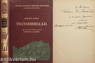 Transzhimalája (Kondor Alfréd fordító által Joachim Beck-Friis svéd politikusnak dedikált példány)