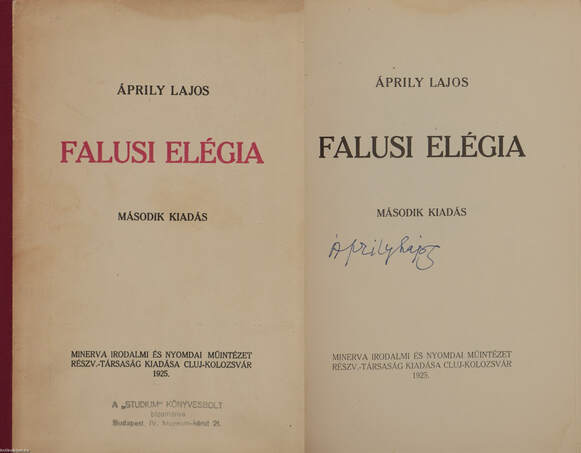 Áprily Lajos,  - Falusi elégia (aláírt példány) – Aukció – 6. Dedikált könyvek aukciója, 2019. 01.