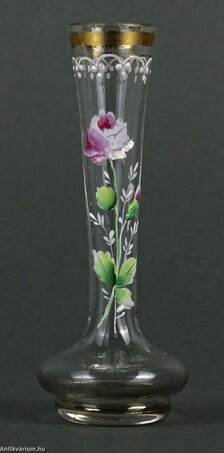 - Cseh Moser szecessziós festett mini üveg váza 20. század eleje – Aukció – Gyűjteményárverezés: 2. üveg árverés, 2023. 01.