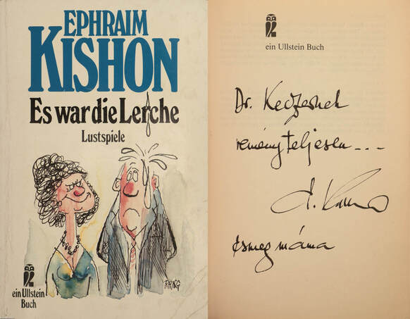 Ephraim Kishon, Theodor Glasscheib, Helmut Castagne, Werner Wollenberger, Friedrich Torberg,  - Es war die Lerche (dedikált példány) – Aukció – 19. Dedikált könyvek aukciója, 2023. 05.