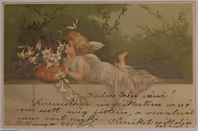  - Fekvő angyal - karácsony - képeslap, 1901 – Aukció – 5. online aukció, 2017. 12.
