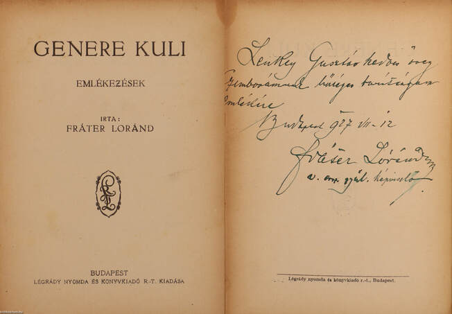 Fráter Lóránd, Fráter Lóránd,  - Genere Kuli (dedikált példány) – Aukció – 4. Dedikált könyvek aukciója, 2018. 05.