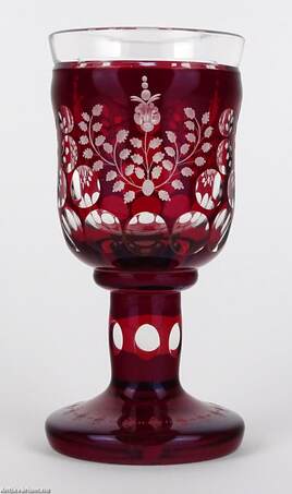  - Haida szecessziós überfang bordó csiszolt üveg pohár 20. század eleje – Aukció – Gyűjteményárverezés: 2. üveg árverés, 2023. 01.