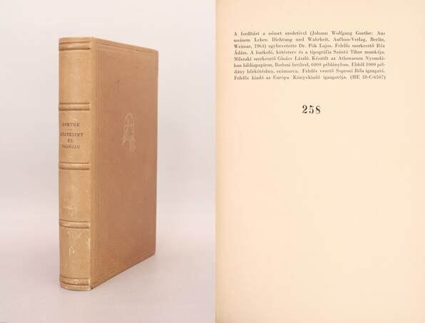 Johann Wolfgang Goethe, Réz Ádám, Szőllősy Klára, Dr. Pók Lajos,  - Költészet és valóság (számozott, bőrkötéses bibliofil példány) – Aukció – 22. újkori könyvek aukciója, 2022. 11.