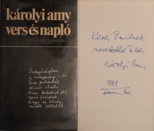 Károlyi Amy, Ács Margit,  - Vers és napló (dedikált példány) – Aukció – 4. Dedikált könyvek aukciója, 2018. 05.