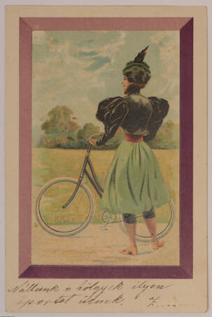  - Kerékpár - kerékpározó hölgy - képeslap, 1900 – Aukció – 5. online aukció, 2017. 12.
