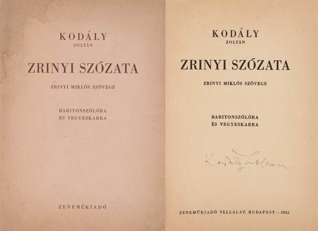 Kodály Zoltán, Zrínyi Miklós,  - Zrinyi szózata (aláírt példány) – Aukció – 8. Dedikált könyvek aukciója, 2019. 10.