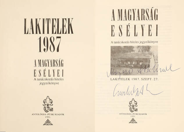 Agócs Sándor, Medvigy Endre, Gulyás Gyula, Gulyás János, Tábori Róbert,  - Lakitelek 1987 (dedikált példány) – Aukció – 17. Dedikált könyvek aukciója, 2022. 10.