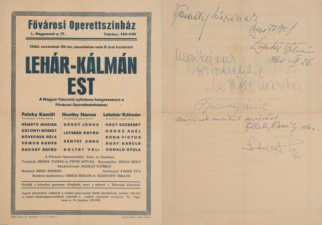  - Lehár-Kálmán est (dedikált példány) – Aukció – 10. Dedikált könyvek és kéziratok árverés, 2020. 03.
