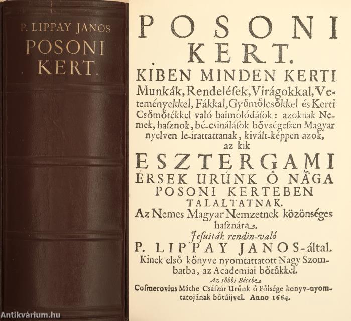 Lippai János, P. Lippai János,  - Posoni kert – Aukció – 28. újkori könyvek aukciója, 2024. 04. 18-28