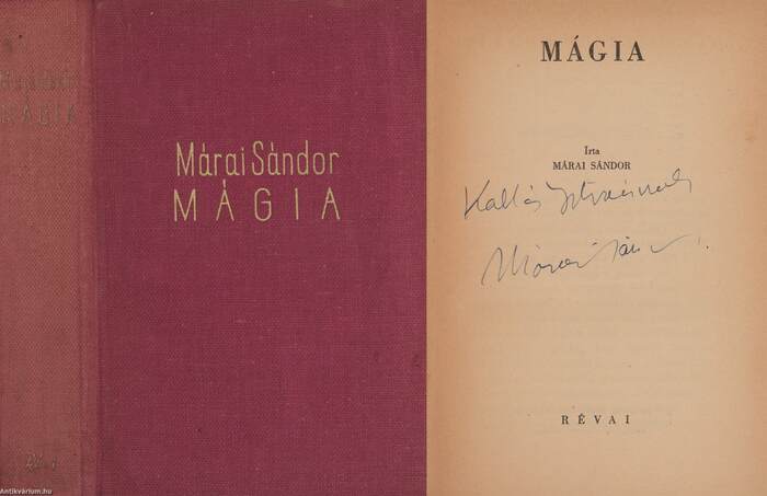 Márai Sándor,  - Mágia (dedikált példány) – Aukció – 6. Dedikált könyvek aukciója, 2019. 01.