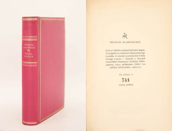 Móricz Zsigmond, Erdős Magda,  - Rózsa Sándor (számozott, bőrkötéses bibliofil példány) – Aukció – 21. újkori könyvek aukciója, 2022. 06.