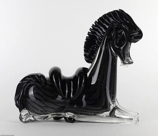  - Muranoi fekete üvegdísz 20. század közepe – Aukció – Gyűjteményárverezés: 2. üveg árverés, 2023. 01.