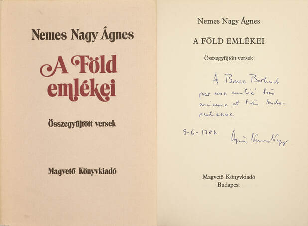 Nemes Nagy Ágnes,  - A Föld emlékei (dedikált példány) – Aukció – 19. Dedikált könyvek aukciója, 2023. 05.