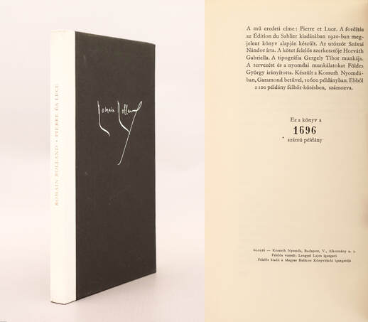 Romain Rolland, Rónay György,  - Pierre és Luce (számozott, bibliofil példány) – Aukció – 21. újkori könyvek aukciója, 2022. 06.