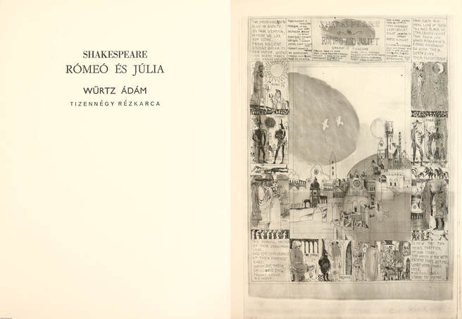 Shakespeare: Rómeó és Júlia – Würtz Ádám tizennégy rézkarca (A művész aláírásával egyenként ellátott eredeti grafikák, 47 cm x 35 cm méretben)