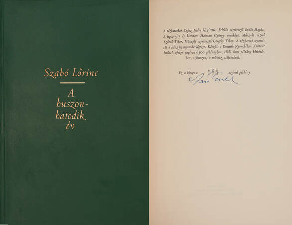Szabó Lőrinc, Erdős Magda, Szász Endre,  - A Huszonhatodik Év (aláírt, számozott példány) – Aukció – 9. Dedikált könyvek aukciója, 2020. 01.