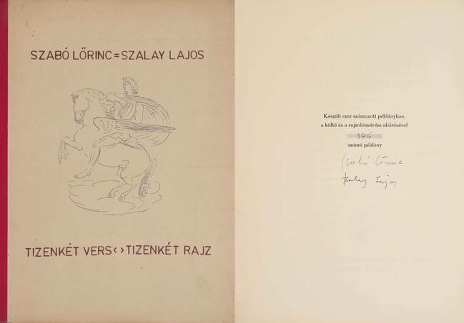 Szabó Lőrinc, Szalay Lajos,  - Tizenkét vers - tizenkét rajz (aláírt, számozott példány) – Aukció – 8. Dedikált könyvek aukciója, 2019. 10.