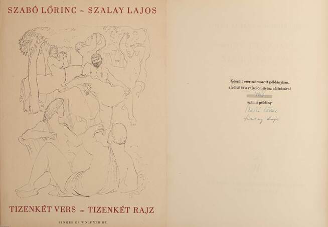 Szabó Lőrinc, Szalay Lajos,  - Tizenkét vers - tizenkét rajz (aláírt, számozott példány) – Aukció – 13. Dedikált könyvek aukciója, 2021. 05.