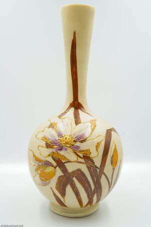  - Szecessziós francia bézs üveg váza 19. század vége - 20. század eleje – Aukció – Gyűjteményárverezés: 2. üveg árverés, 2023. 01.