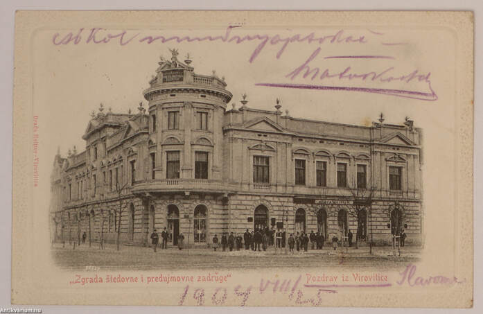  - Virovitica - Szövetkezeti székház épülete - képeslap, 1904 – Aukció – 7. online aukció, 2018. 12.